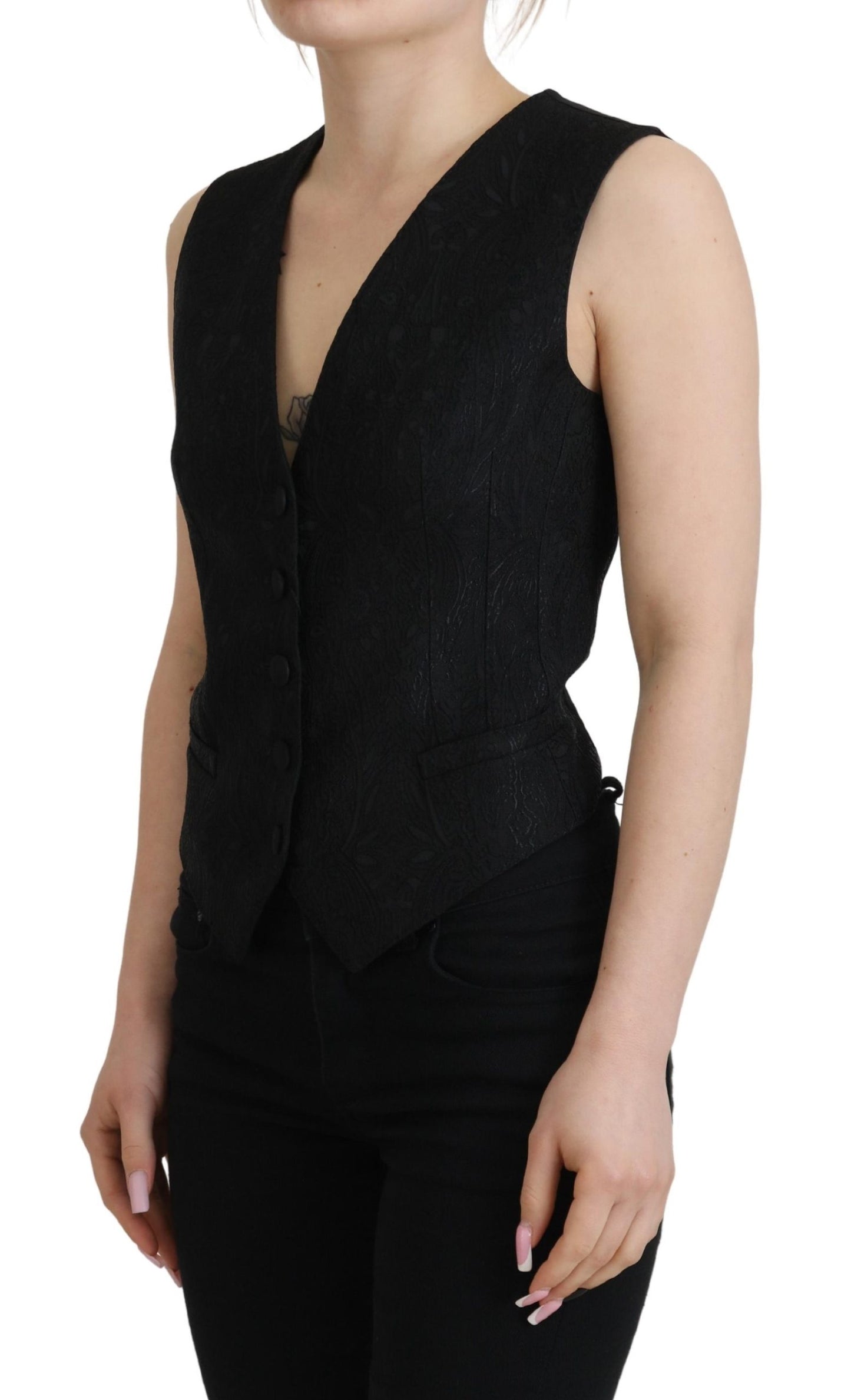 Elegante zwarte zijden mix gilet