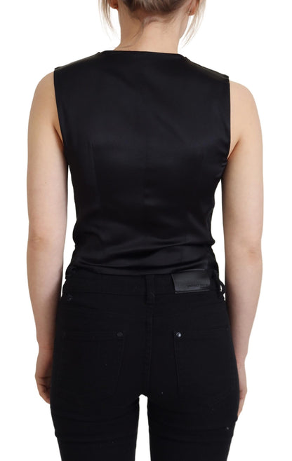 Elegante zwarte zijden mix gilet