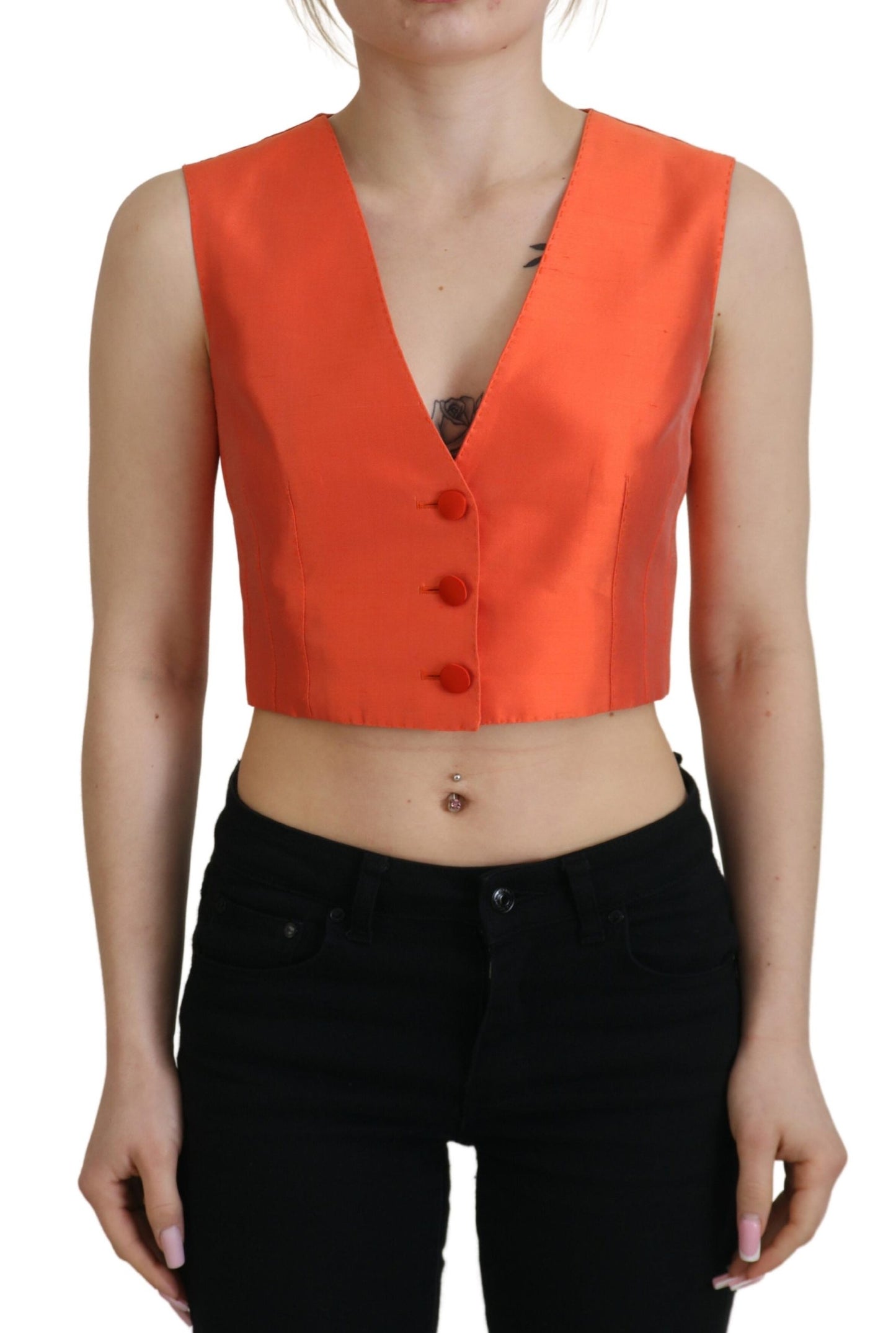 Elegante oranje zijden gilet