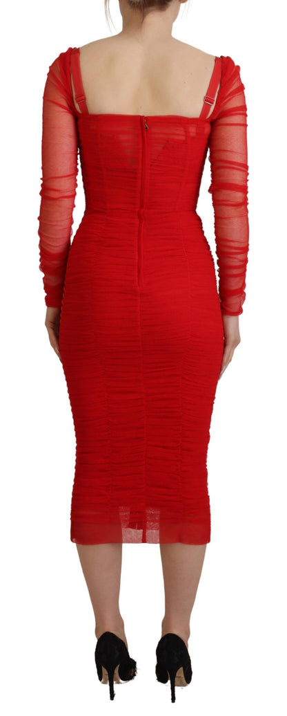 Elegante rode bodycon manteljurk