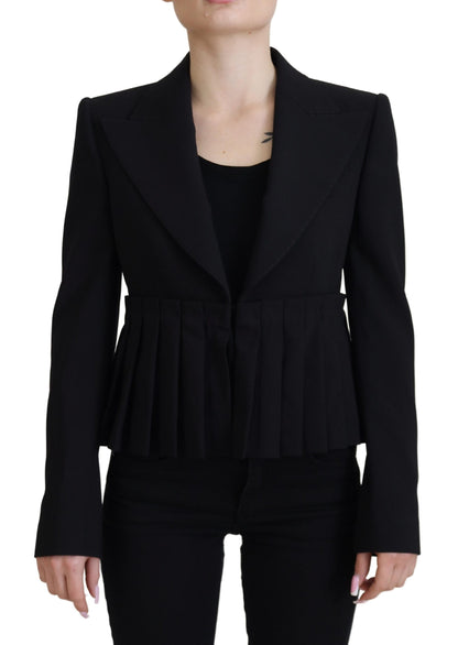 Elegante zwarte stretch wollen blazer