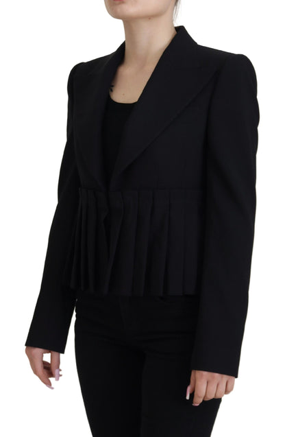 Elegante zwarte stretch wollen blazer