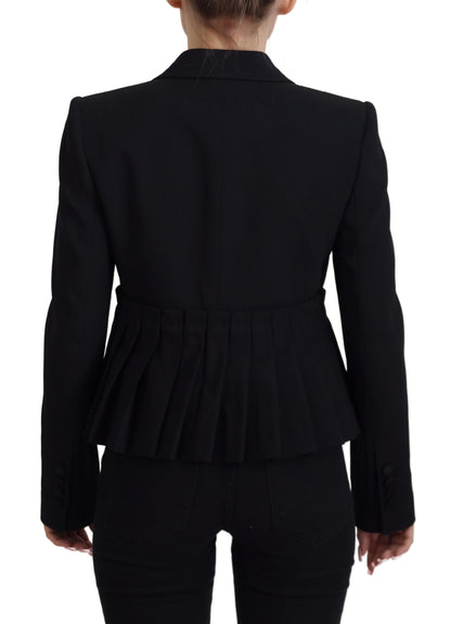 Elegante zwarte stretch wollen blazer