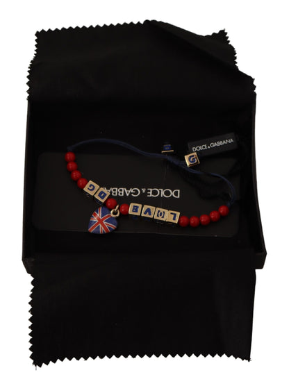 Elegante armband van blauw, rood glas en Zama