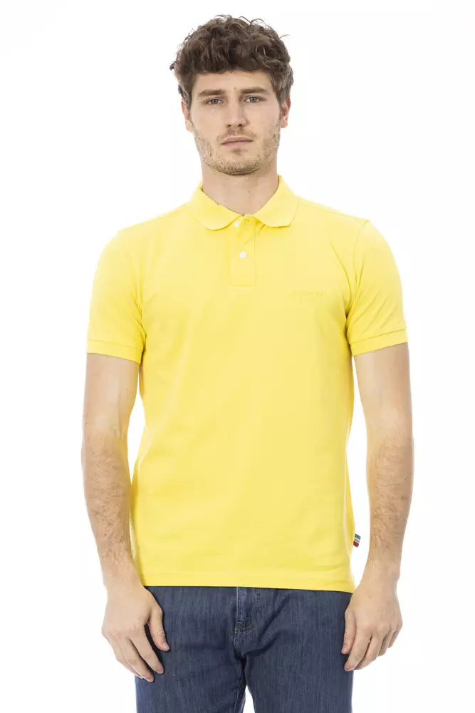 Yellow Cotton Men Polo Shirt