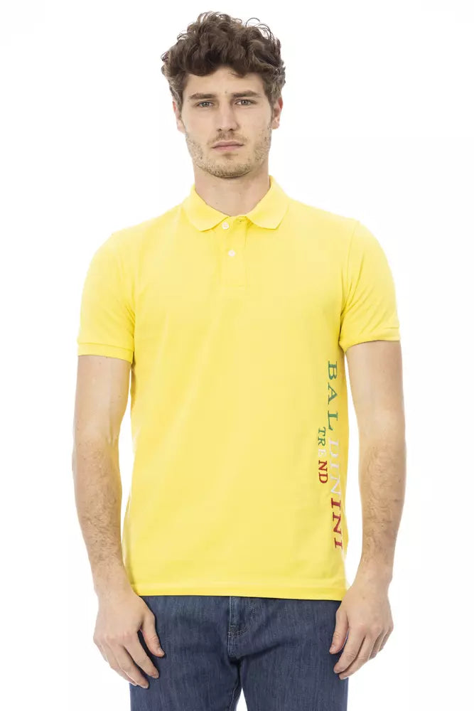 Yellow Cotton Men Polo Shirt