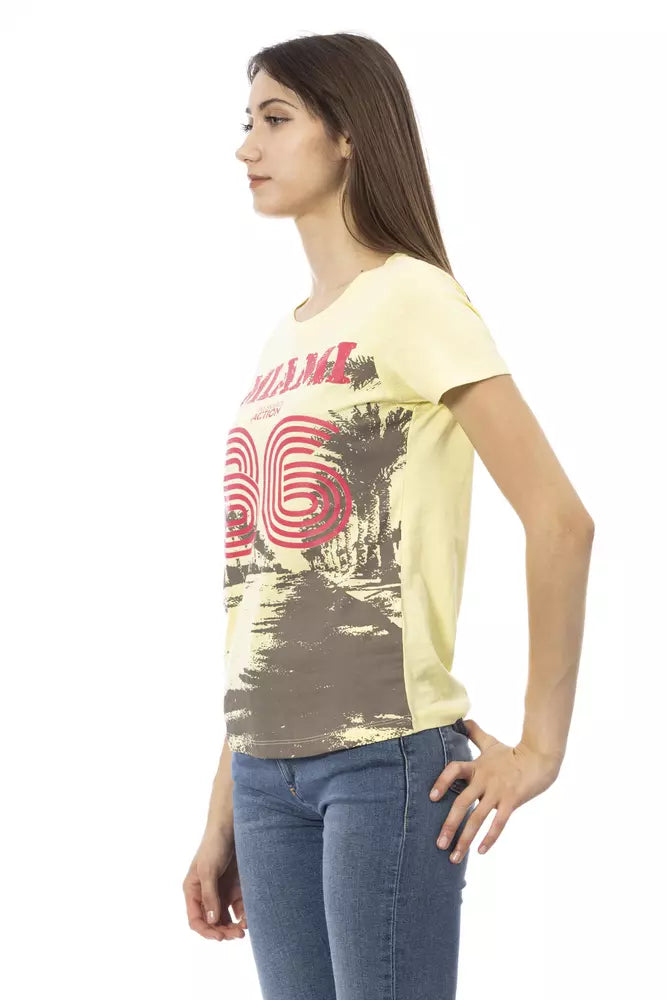 Yellow Cotton Women T-Shirt