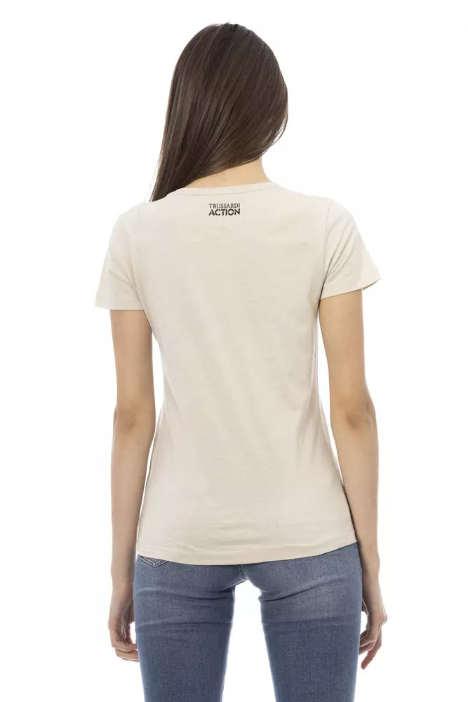 Beige katoenen dames T-shirt