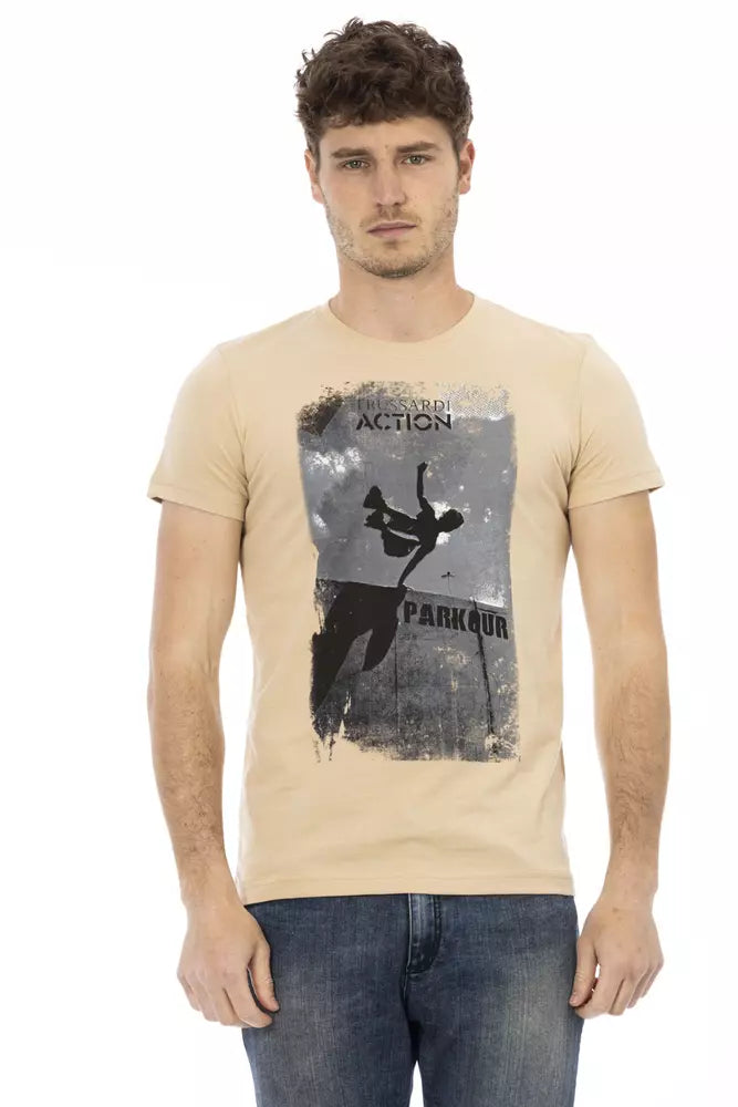 Beige katoenen heren T-shirt