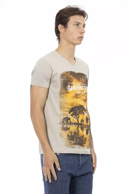 Beige katoenen heren T-shirt