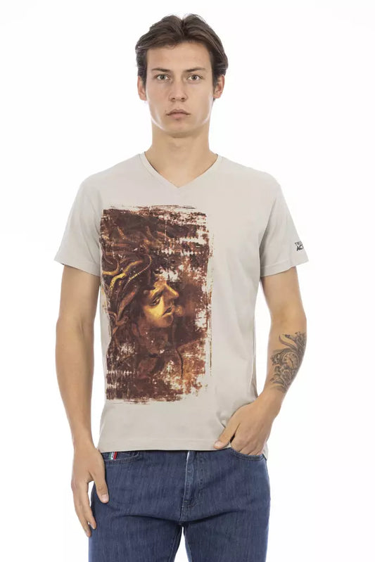 Beige katoenen heren T-shirt