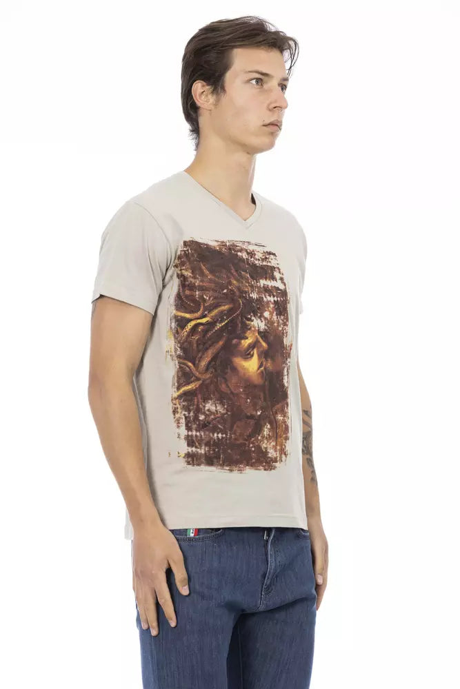 Beige katoenen heren T-shirt