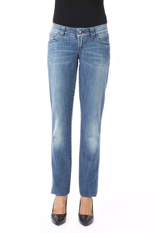 Blauwe katoenen damesjeans