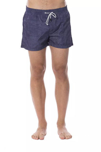 Blue Polyester Men Swimwear