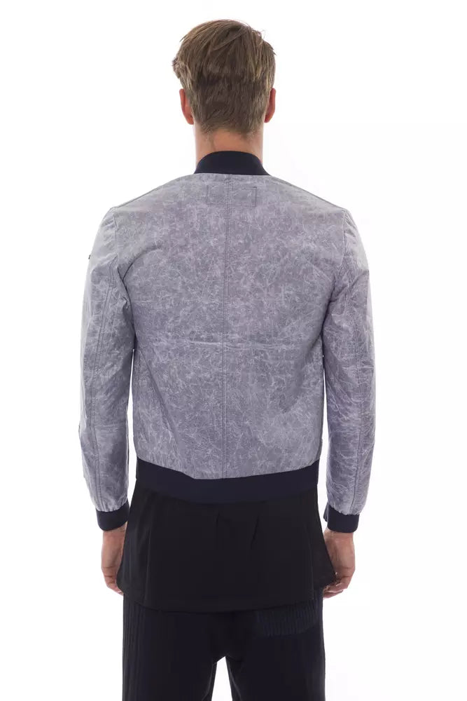 Gray Polyester Men's Bomber Jacket