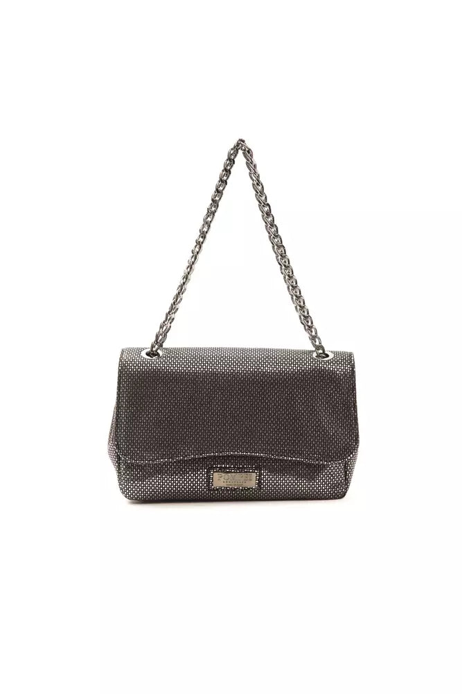 Grijze leren dames crossbody tas