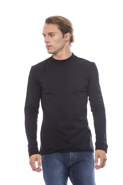 Black Cotton Men Sweater