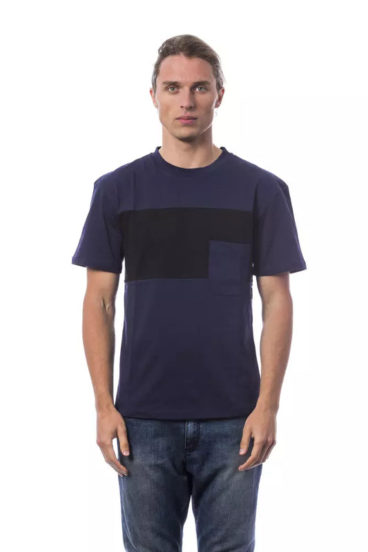 Blauw katoenen heren T-shirt