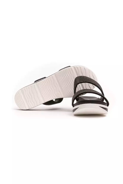 Chique lage sandalen met dubbele bandjes en strass