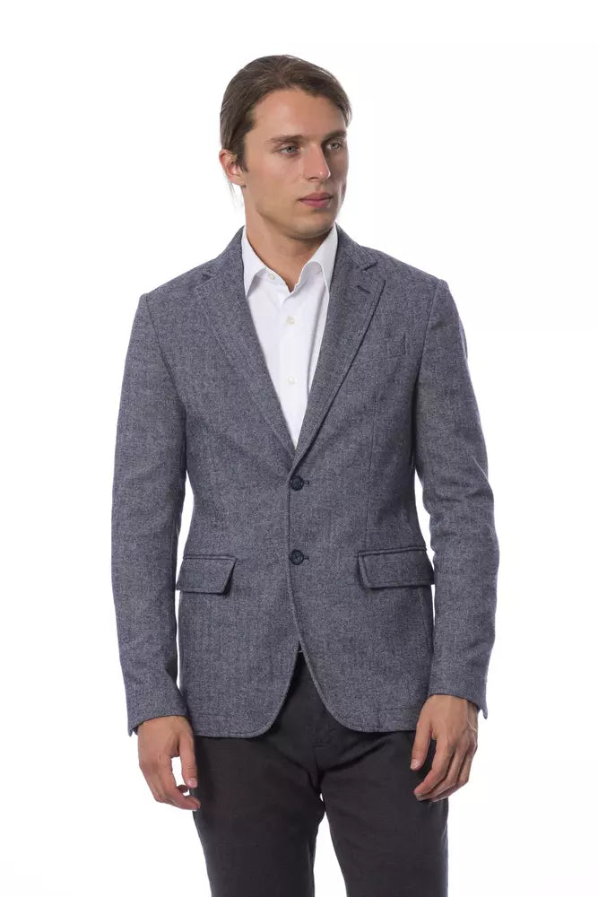 Elegante blauwe enkelrijs blazer