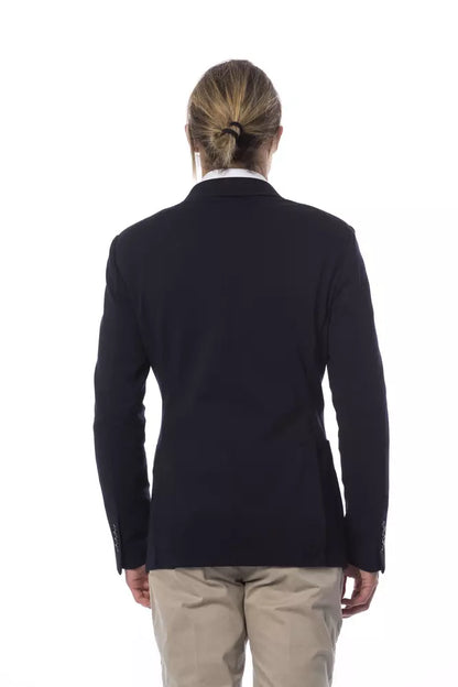 Blauwe viscose herenblazer