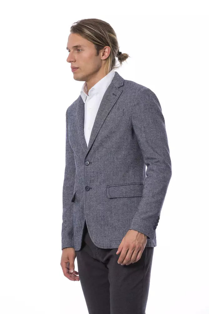 Elegante blauwe enkelrijs blazer