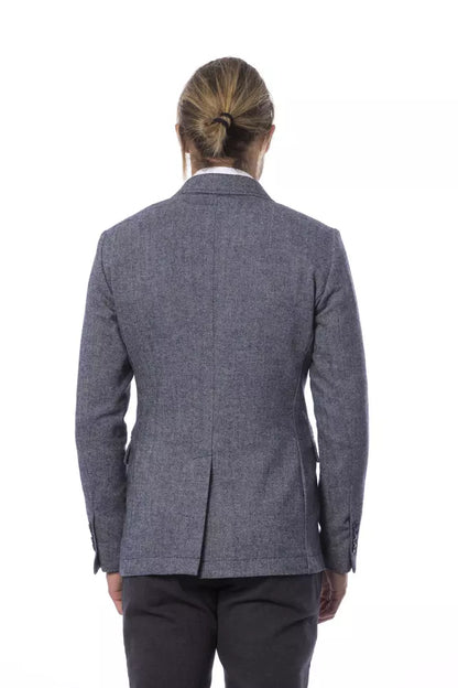 Elegante blauwe enkelrijs blazer