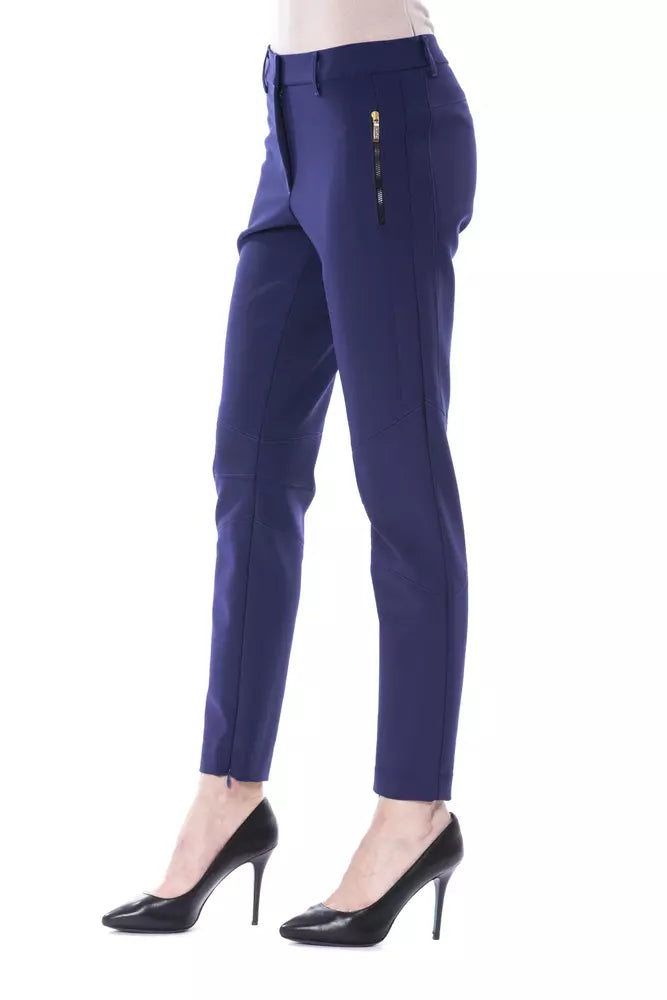 Blue Polyester Women's Pant