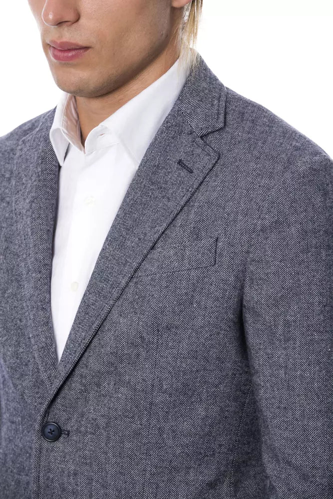 Blauwe Polyester Heren Blazer