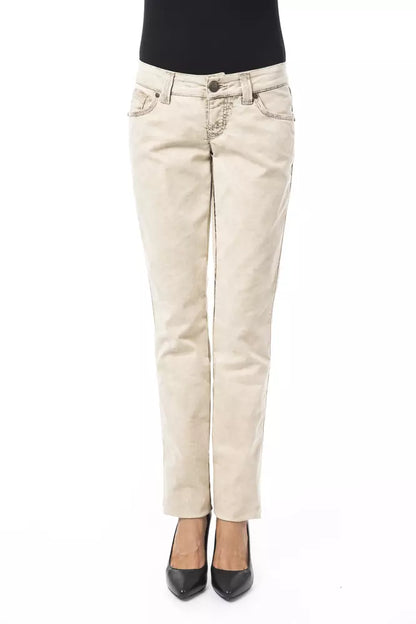 Beige katoenen damesjeans