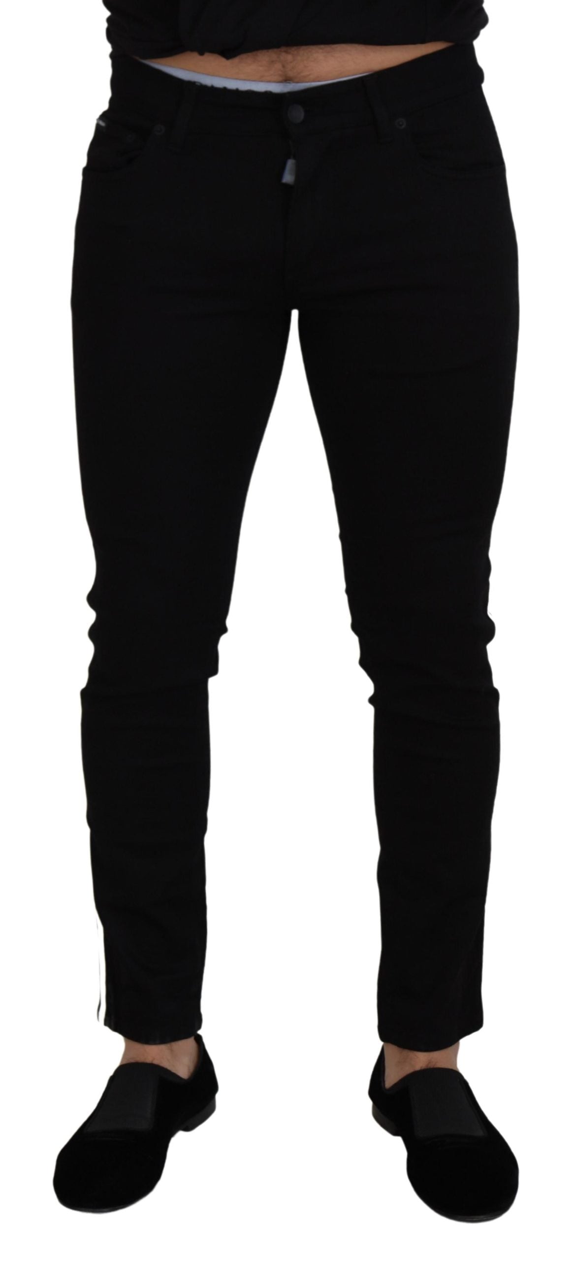 Elegant Black Slim Fit Denim Pants