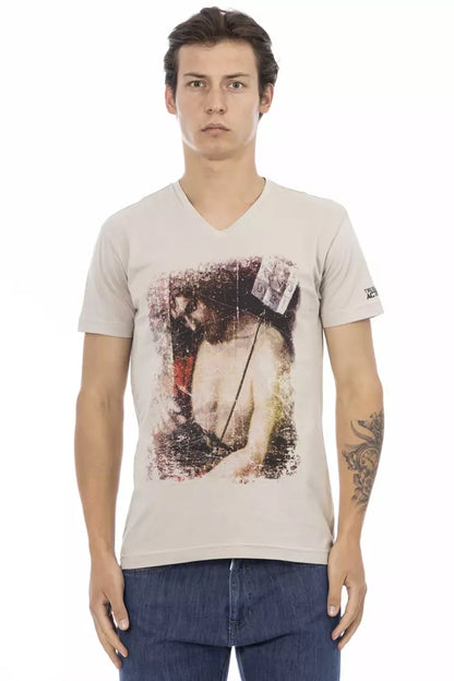 Beige katoenen heren T-shirt