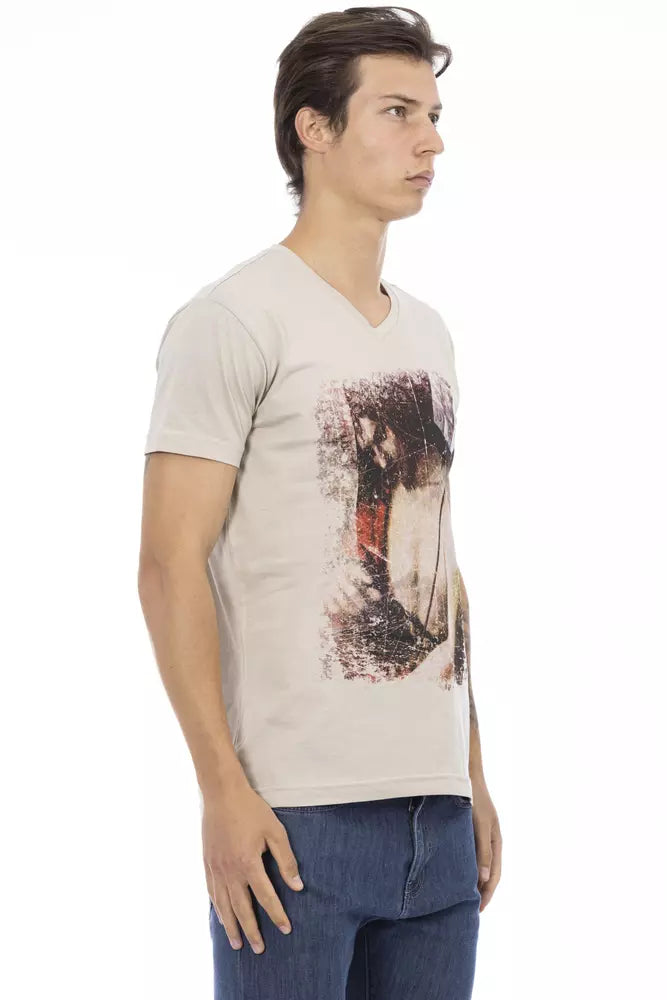 Beige katoenen heren T-shirt