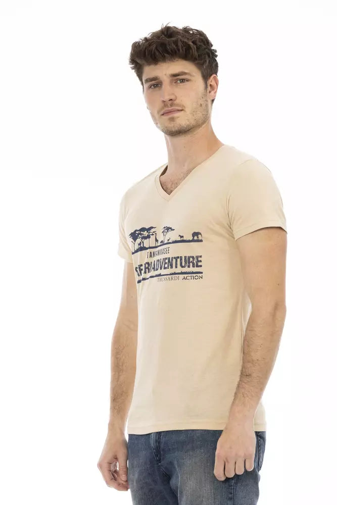 Beige katoenen heren T-shirt