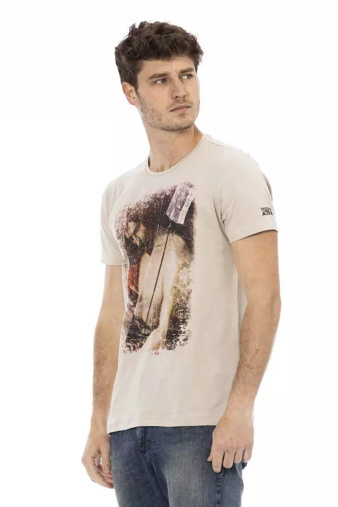 Beige katoenen heren T-shirt