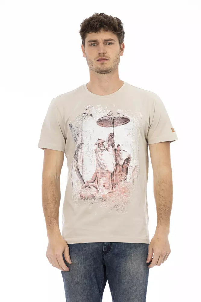 Beige katoenen heren T-shirt