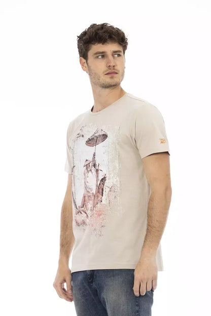 Beige katoenen heren T-shirt