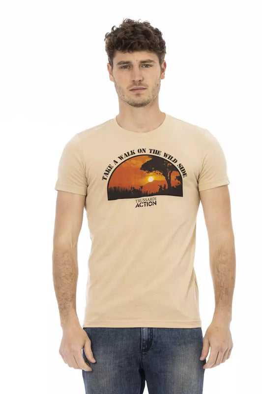 Beige katoenen heren T-shirt