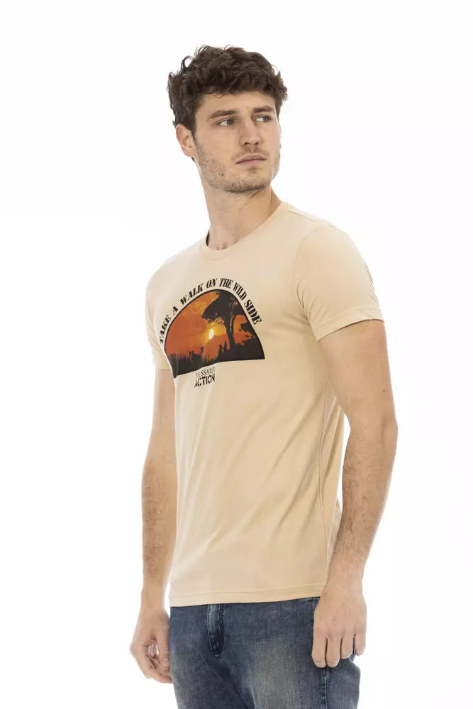 Beige katoenen heren T-shirt