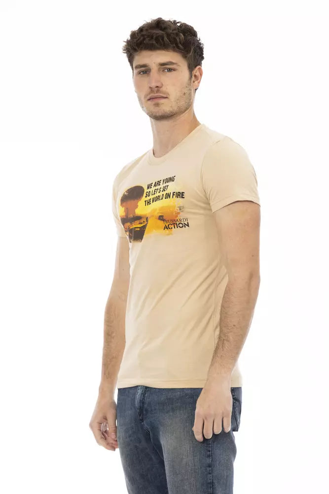 Beige katoenen heren T-shirt