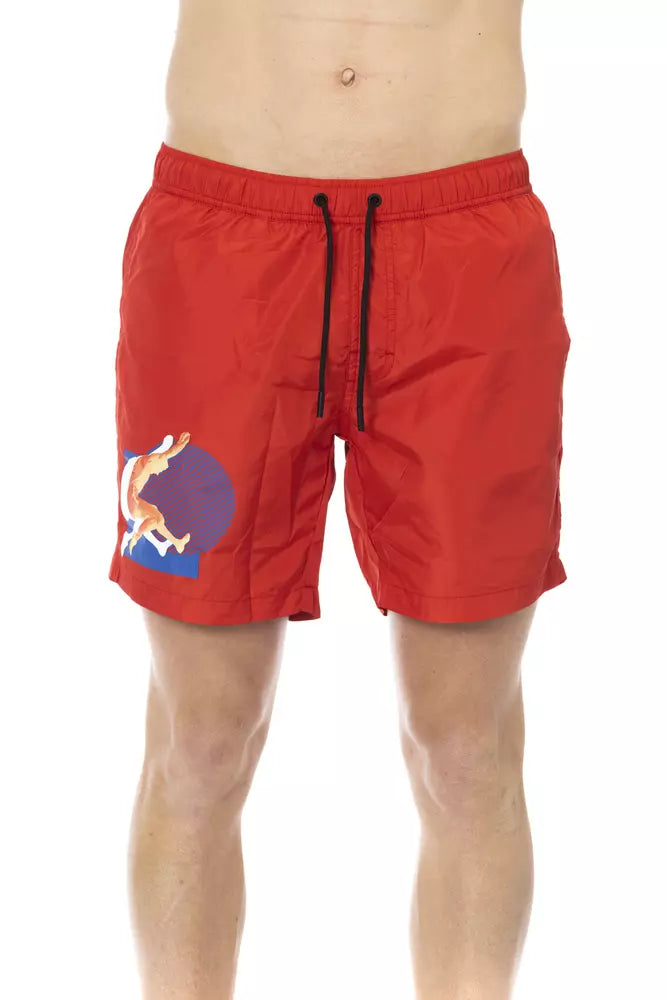 Rode polyester heren zwemshort