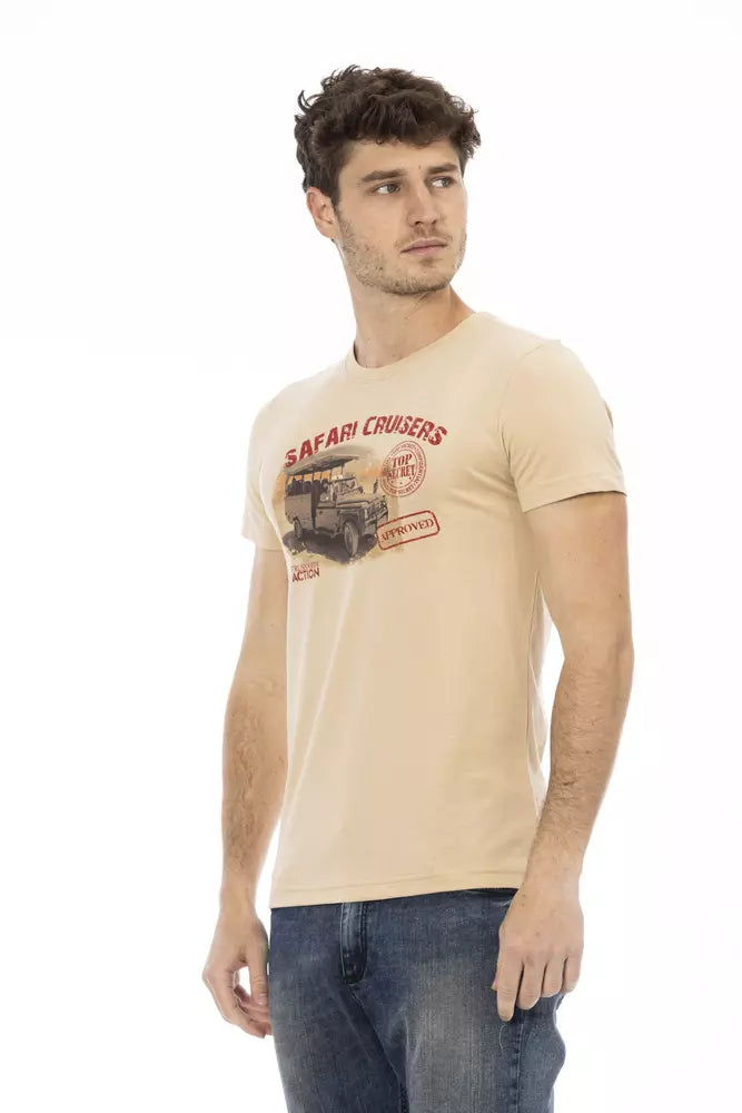 Beige katoenen heren T-shirt