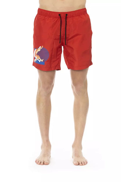 Rode polyester heren zwemshort