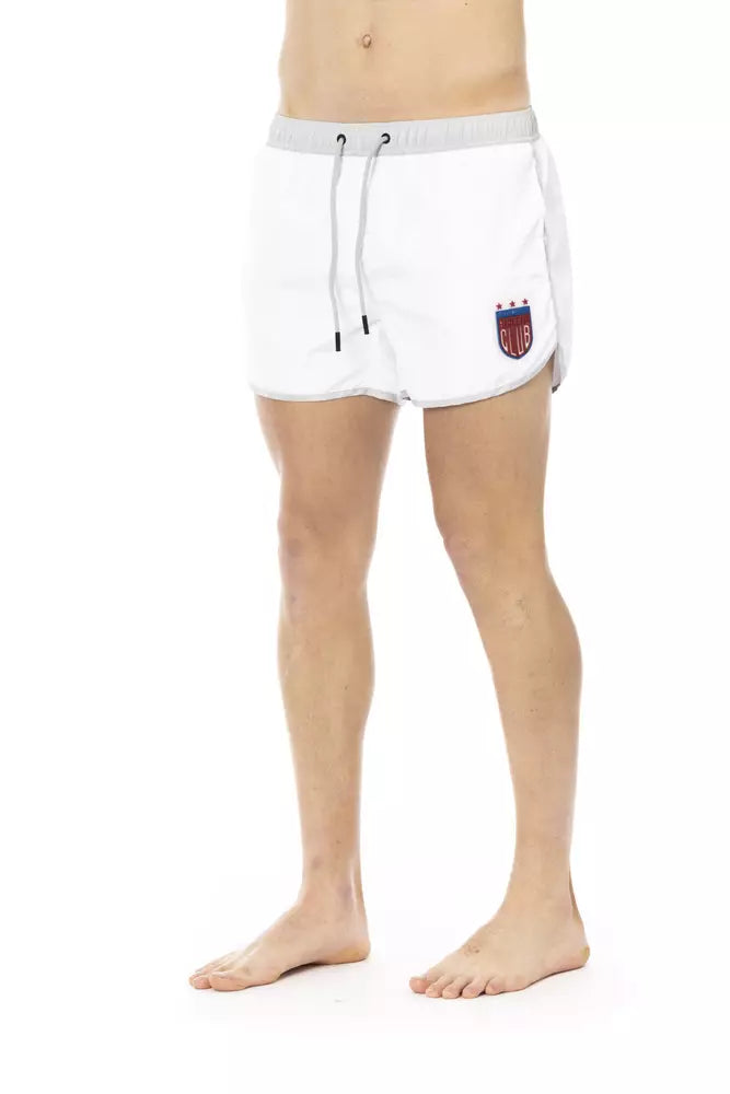 White Polyester Men Swim Short