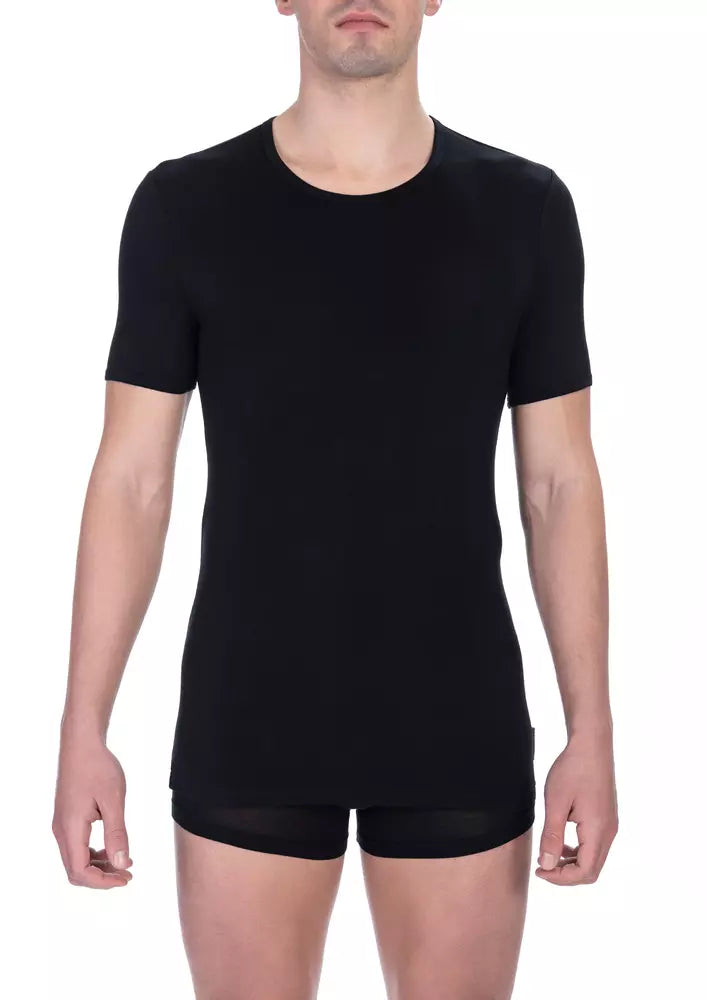 Zwart Viscose Heren T-shirt