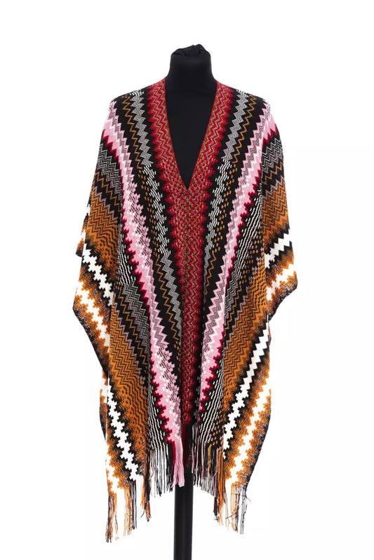 Multicolor wollen dames poncho