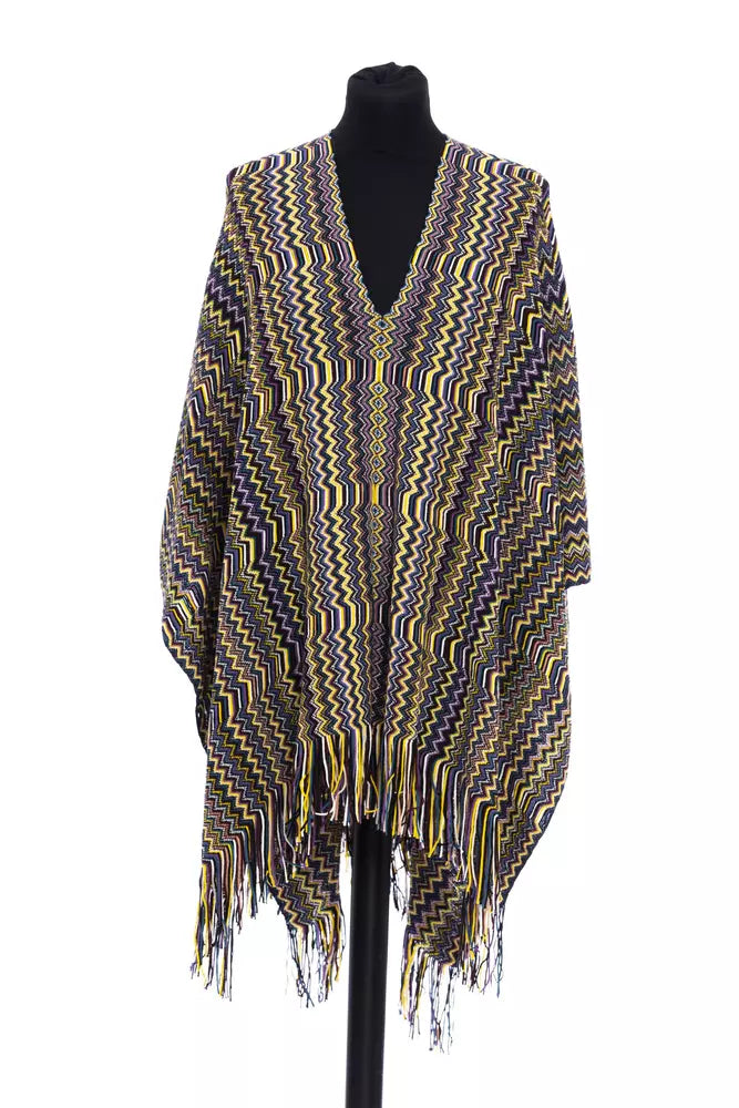 Multicolor wollen dames poncho