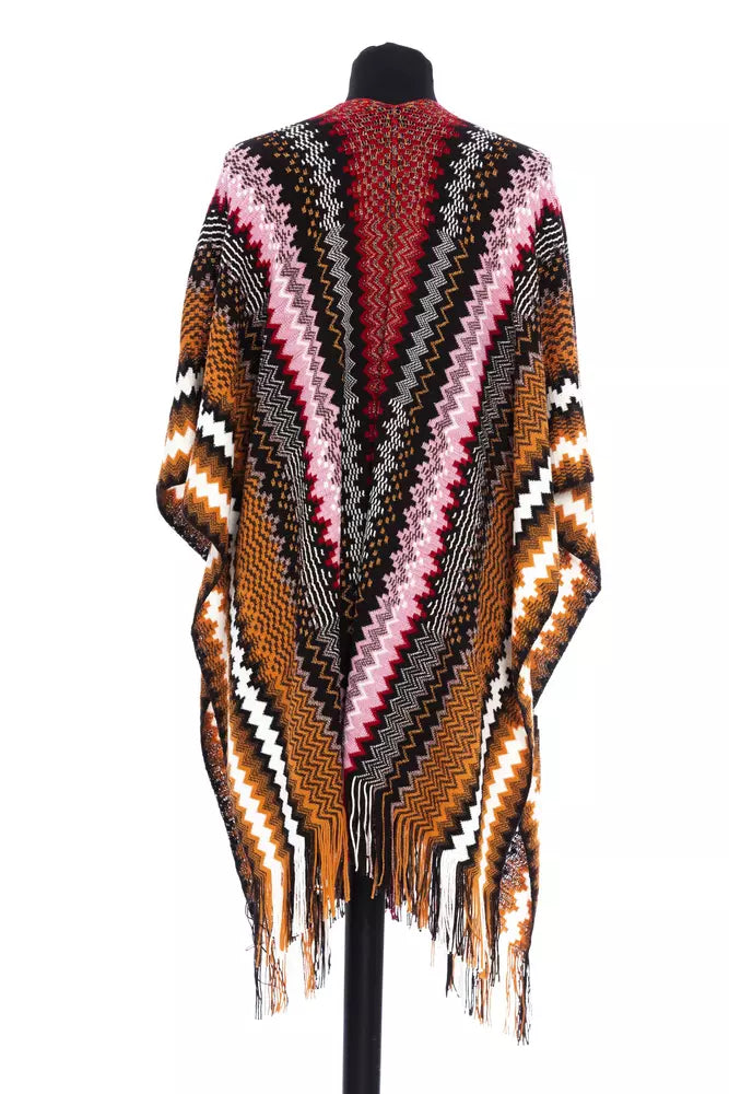 Multicolor wollen dames poncho