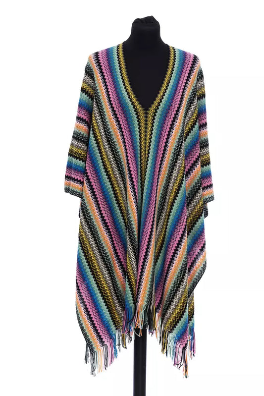 Multicolor wollen dames poncho