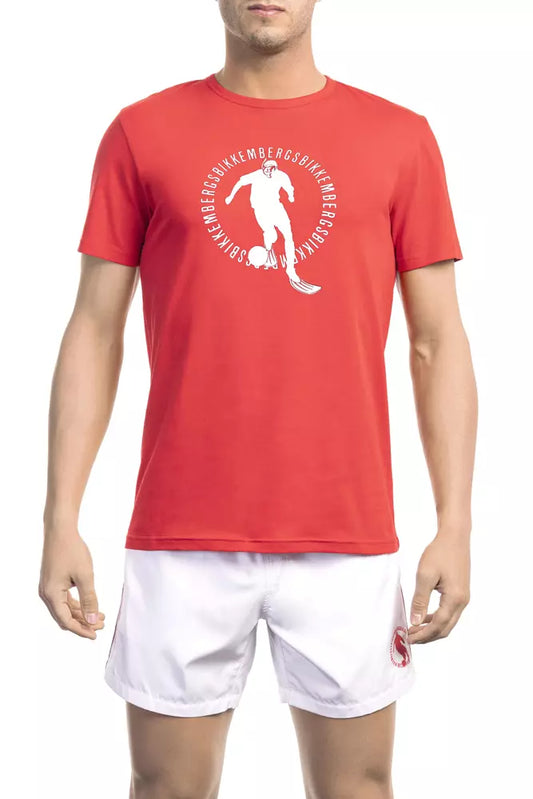 Rood katoenen heren T-shirt